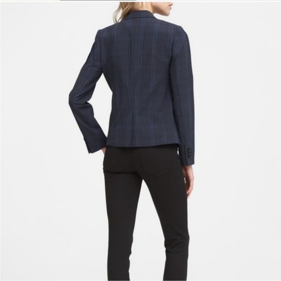 Banana Republic Washable Wool Blazer Navy Plaid Size 4 - Picture 3 of 16